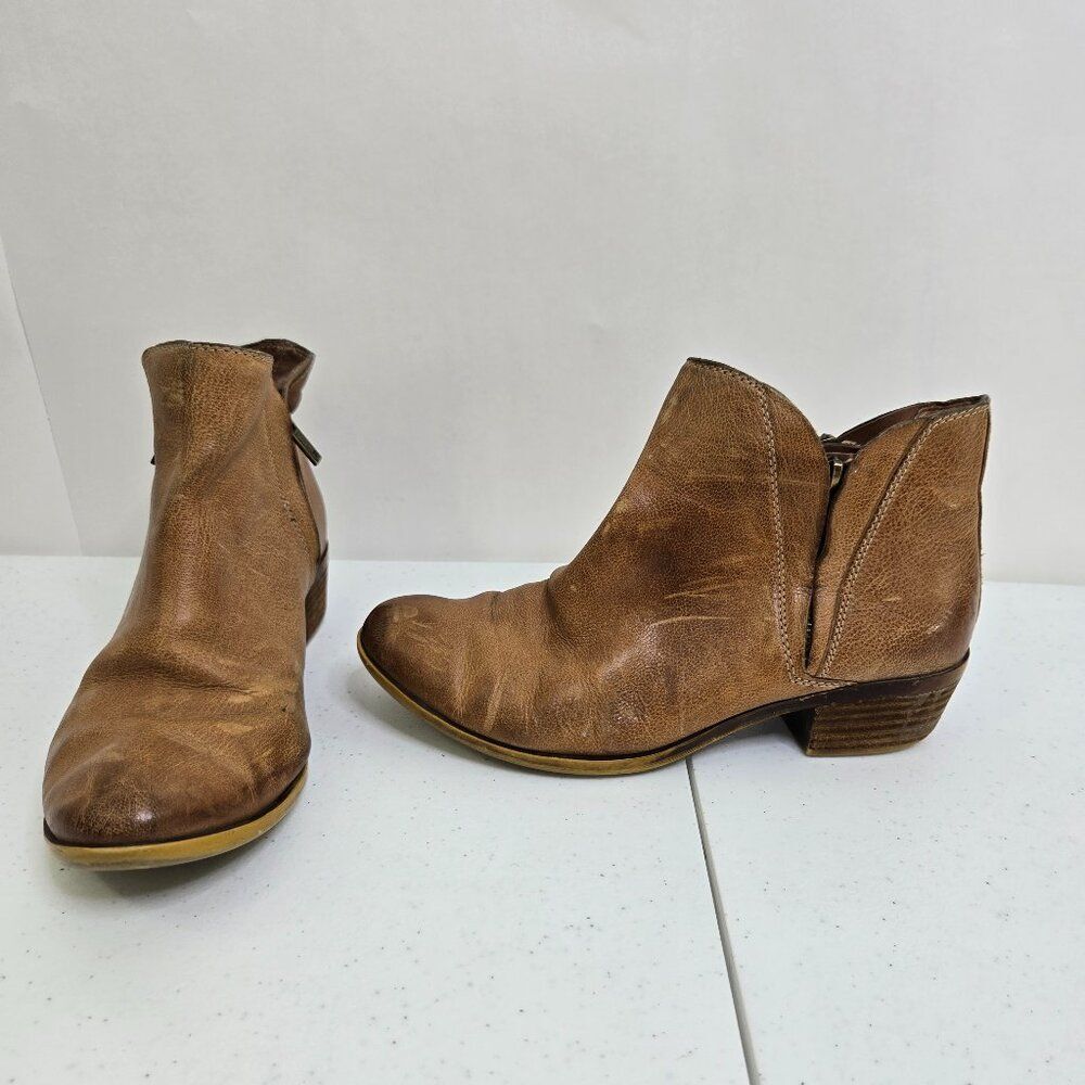 Lucky Brand Brown Leather Side-Zip Ankle Booties